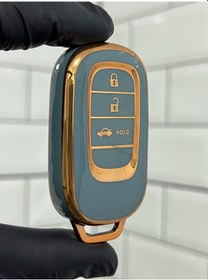 Resim Yeni Honda Civic Crv Hrv Accord Smart Uyumlu Anahtar Kılıfı Gri - Gold 