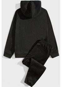 Resim Kalp Baskılı Eşofman Takımı Siyah 