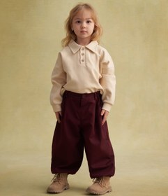 Resim Unisex Çocuk Gabardin Paça Detaylı Pantolon Mürdüm - 4-5 Yaş 