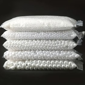 Resim 3 mm ile 20 mm arasında değişen çok boyutlu 250g beyaz ABS taklit inci boncuklar, DIY takı yapımı için, saf beyaz düz delikli boncuklar, cep telefonu zincirleri ve aksesuarlar için mükemmel 