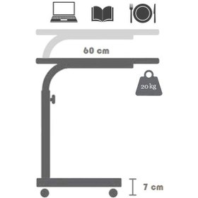 Resim Yükseklik Ayarlı Laptop & Servis Sehpası -Atlantik Çam Tekerli 