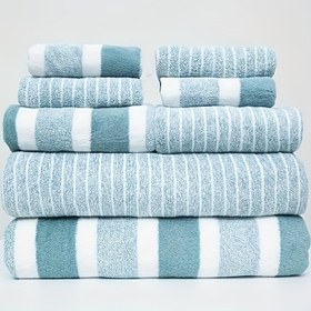Resim 2 Adet Çizgili Havlu Seti - Hızlı Kuruyan ve Süper Emici, Ev, Otel ve Spa Kullanımı İçin 