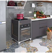 Resim Kenzlife Ankastre Modülü Kabini Selenyum3 Gri Fırın Ocak Dolabı Ayaklı Üstten 