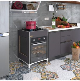 Resim Kenzlife Ankastre Modülü Kabini Selenyum3 Gri Fırın Ocak Dolabı Ayaklı Üstten 