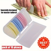 Resim 10 adet Silinebilir Bez Terzi Tebeşiri Seti, Çok Renkli Dikiş Desen İşaretleme Araçları, Giysi Yama DIY İğne Aksesuarları, Kutuda Paketlenmiş 