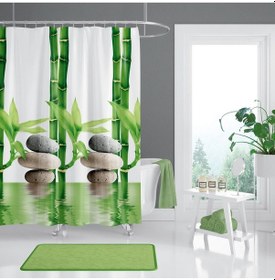 Resim Banyo Duş Perdesi 10056 120x200 Perde Borusu Askı Aparatı 90x130 Hediyeli Çok Renkli 