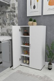 Resim IRMAK DÜNYASI Irmak Çok Amaçlı Dolap 2 Kapaklı 4 Raflı Mutfak Ayakkabılık Elbise Erzak Kiler Hol Banyo Dolabı 