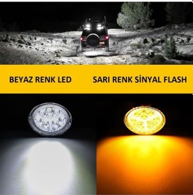 Resim Off Road Led Çalışma Lambası Drl Sarı Renk Sinyal Çakarlı Flash Arazi Aracı Tır Kamyon Tekne Sis Farı 