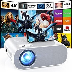 Resim Hompow 1080p Full HD 9500 Lümen Bluetooth Projektör 