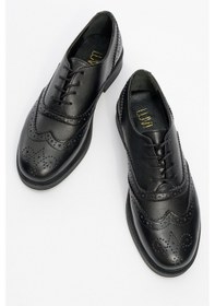 Resim Luvishoes Avra Siyah Cilt Hakiki Deri Kadın Oxford Ayakkabı Siyah 