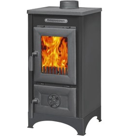 Resim Hoşseven 9008 Mini Şömine Soba Odun Kömür Sobası Mat Siyah 