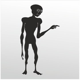 Resim Folyo Sticker Uzaylı 60cm Uzunluk Siyah 