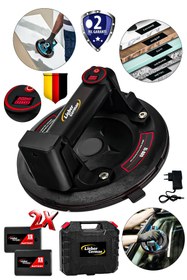 Resim Lieber German Teknoloji 2x Akülü 200 KG Kapasiteli Dijital Ekranlı Çift Motorlu Cam Vantuzu Yuvarlak 