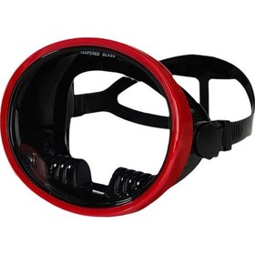 Resim Suntek Tek Lensli Dalış Maskesi Tüplü Zıpkınla Balık Kırmızı 