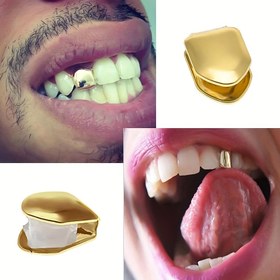 Resim 1 adet Altın Hip Hop Diş Grilleri - Abartılı Hip Hop Tarzı, Bakır Malzeme, Partiler, Kutlamalar ve Rahat Giyim için Mükemmel, Şenlikli Aksesuarlar|Dürüst Aksesuar|Bakır Diş Grilleri 