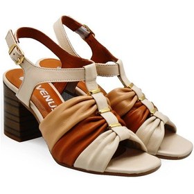 Resim Kadın Yazlık Topuklu Deri Sandalet Bej 2108517y Bej 