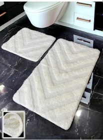 Resim Karnali Beyaz 2li Banyo Paspası 60x100 50x60 Cm Beyaz 