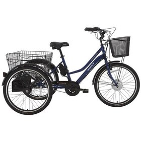 Resim Bisan E-porter Üç Tekerli Elektrikli Bisiklet 44cm V 24 Jant 3 Vites Lacivert Beyaz Çok Renkli 