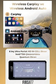 Resim Fırsat7 Motosiklet Scooter Carplay 6inç 4K Görüntü Android Apple USB Lastik Basınç Göstergesi Motocarplay 