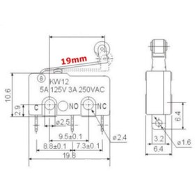 Resim Maroces 100 Adet Ic-168 Micro Switch Lehim Bacak Makaralı 5a 250v Ac 