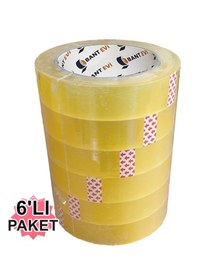 Resim İnce Koli Bandı 6 Adet 24mmx100mt Şeffaf Akrilik Kırtasiye Bandı 