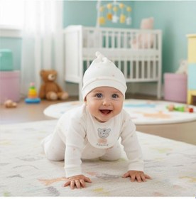 Resim Sebi Bebe Puantiyeli Ayılı 5'li Hastane Çıkış Seti 2036 Somon 
