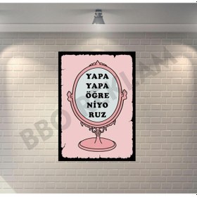 Resim Yapa Yapa Öğreniyoruz Ayna Retro Ahşap Poster 