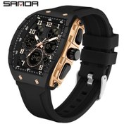 Resim Oldfriend Sanda Erkek Spor Digital Saat 50m Suya Dayanıklı Kronometre Alarm Siyah Altın Diğer 