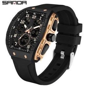 Resim Oldfriend Sanda Erkek Spor Digital Saat 50m Suya Dayanıklı Kronometre Alarm Siyah Altın Diğer 