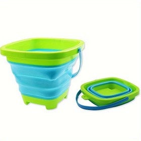 Resim Taşınabilir Silikon Kum Kovalı - Dayanıklı Plastik, Tutma Saplı Katlanabilir Tasarım, Plaj ve Kamp için İdeal, Kamp Gereksinimleri|Katlanabilir Kova|Dayanıklı Plastik 