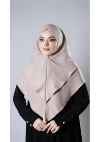 Resim Hürrem Bone Bej Pratik Hazır Geçmeli Tesettür Eşarp Pamuk Caz Kumaş Çift Katlı Çapraz Hijab 2304 12 