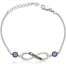 Resim 925 Ayar Gümüş Sonsuzluk Canım Yazılı Bileklik Beyaz 