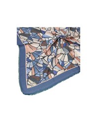 Resim Mim Eşarp Ebruli Kışlık Desenli Eşarp 95x95 Cm Lacivert - Krem 