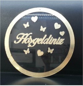 Resim Mianalazer Şeffaf Pleksi Üzeri Aynalı Pleksi Kapısüsü Kelebekli Şeffaf Kapı Gold - Gümüş 