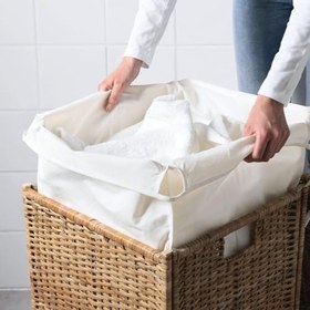 Resim IKEA Rattan Çamaşır Sepeti 80 Litre MeridyenDukkan Naturel Kirli Çamaşır Sepeti 