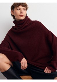 Resim Dilvin 2268 Balıkçı Yaka Geniş Kazak-koyu Bordo Koyu Bordo 