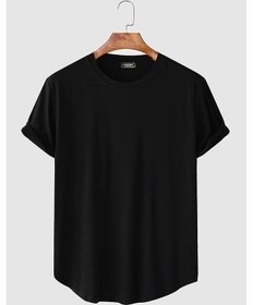 Resim 2'li Erkek Lacivert-siyah Kolları Katlı Oval Kesim Cepsiz Bisiklet Yaka T-shirt Lacivert-siyah 