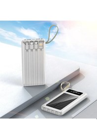 Resim 10.000 Mah Güneş Enerjili Led Işıklı Powerbank Şarj Aleti 2x Usb Çıkışlı Mikro Tycp BEYAZ 