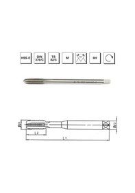 Resim Mte Makina Takım M5 Hss - E Dın 376/c Metrik Normal Vidalı Düz Kanallı Makina Kılavuzu - B00105780500 