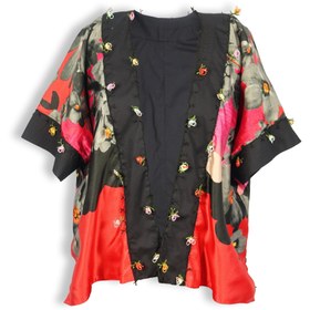 Resim Şahende - Mekik Oyasıyla Süslenmiş Saten Kimono - L 