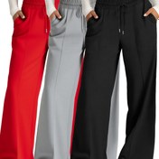 Resim 3'lü Kadın Yüksek Bel Geniş Paça Pantolon Seti - Düz Renk Spor Jogger Eşofman Altı, Ayarlanabilir İpli Çekme ve Manşetli Kenar Tasarımı, 4 Mevsim Günlük & Atletik Giyim, Kırmızı/Siyah/Lacivert Renginde, Şık Makinede yıkanabilen Taytlar, iletişime uygundur. Her mevsim için rahat bol kesim uzun pantolon, şekerlemede ortak noktalara sahip olan bu eğlenceli tayt ile her giriş çıkışta harika bir sezon geçireceksiniz 
