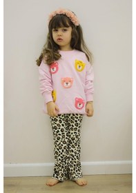 Resim Miniko Kids Kız Çocuk Ayıcık Modelli Uzun Kol Pamuk Taytlı Takım Pembe 