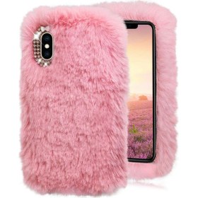 Resim TahTicMer Samsung Galaxy S6 Edge G925 Kılıf Peluş Tüylü Taşlı Silikon Tpu Kapak Pembe 