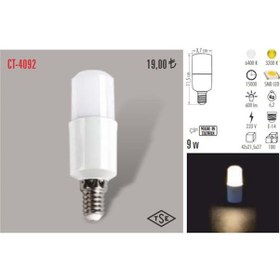 Resim Cata Ct-4092 5 Adet 9W Buji Led Ampul E-14 Duy Lamba (472531508) 