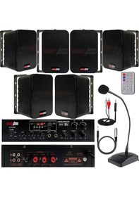 Resim Lastvoice Black Large Paket-5 Hoparlör ve Anfi Anons Ses Sistemi 
