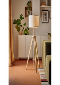 Resim Ikea Dişbudak Ahşap Dişbudak Beyaz Şık Yer Lambası Lambader Beyaz 