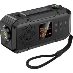 Resim Ganbao Siyah Bluetooth 5.0 El Krank Güneş Radyosu Am/fm/wb/noaa Tam Bant Radyo Çok Fonksiyonlu Sos Acil Durum LED El Feneri Telefon Şarj Cihazı (Yurt Dışından) 