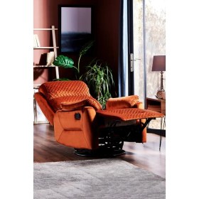 Resim Niron Amber TV Koltuğu Multi Fonksiyonel Baba Koltuğu Sallanan Dönen ve Yatan Koltuk Yumuşak Tuşeli Özel Kumaş Kehribar 