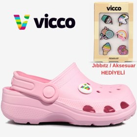 Resim Vicco Didim Jıbbıtz Aksesuar Hediyeli Ortopedik Unisex Çocuk Terlik Pembe 