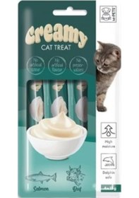 Resim M-Pets Creamy Somon Balıklı Biftekli Kedi Ödülü 4 x 15 G 